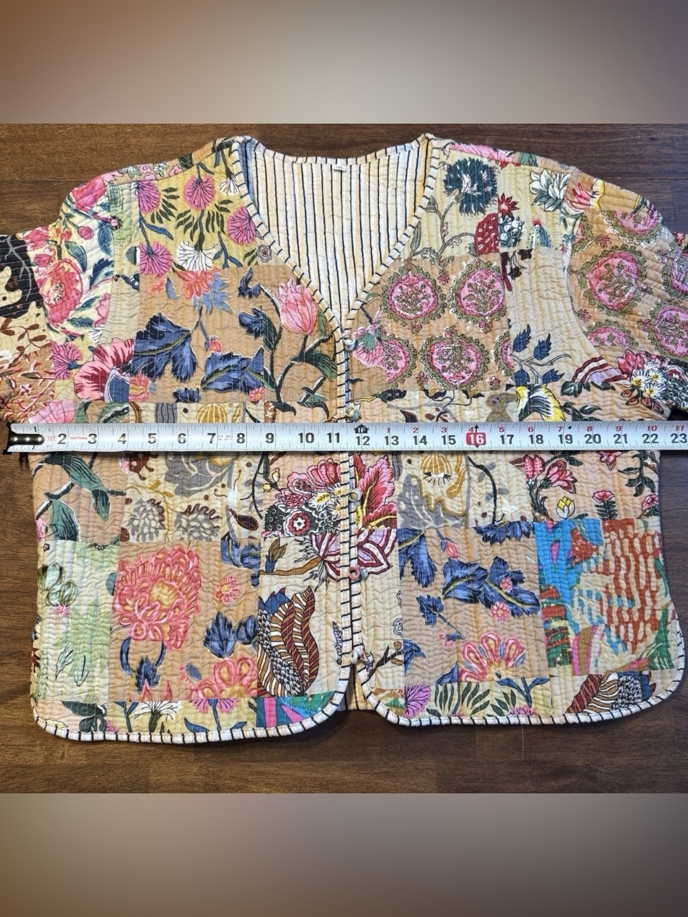 QuiltedQuilted Patchwork Floral Cardigan Jacket Women’s XXL Button Front Boho - Picture 5 of 11